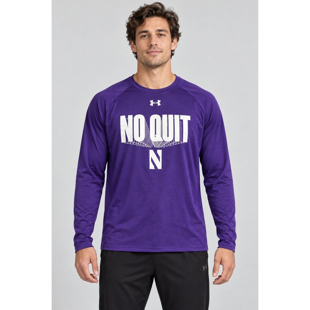 Under Armour Northwestern Wildcats No Quit Purple Long Sleeve Shirt Mens Medium